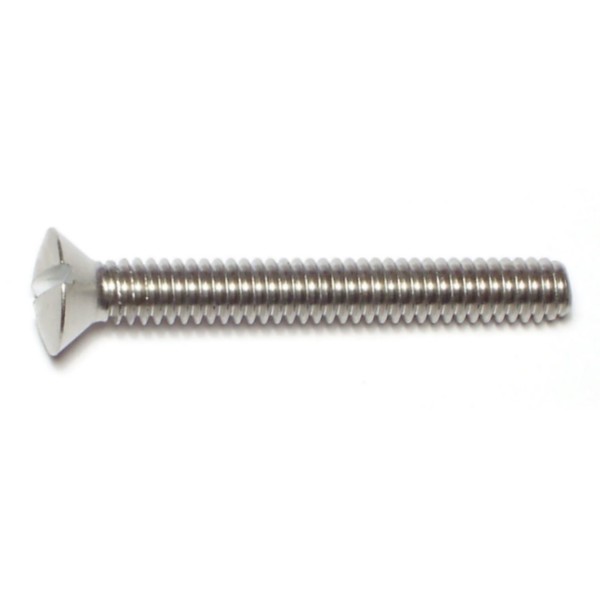 Midwest Fastener 1/4"-20 x 2 in Slotted Oval Machine Screw, Plain Stainless Steel, 8 PK 63418